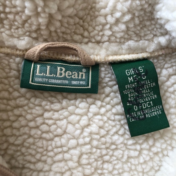 L.L. Bean Girls' Faux Shearling Sherpa Teddy Lined Jacket Coat M 5-6 - Picture 10 of 13
